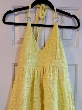 Victoria's Secret Yellow Lace-Embroidered Halter Dress